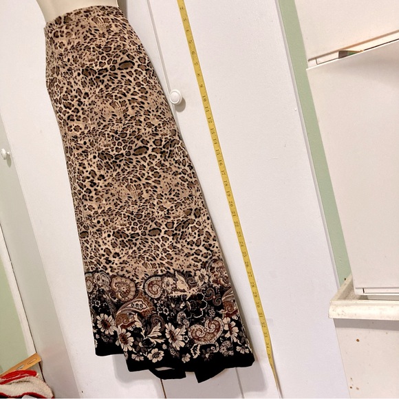KIM ROGERS Signature Cheetah Leopard Floral Maxi Skirt Zip Back Womens Large - Picture 3 of 14